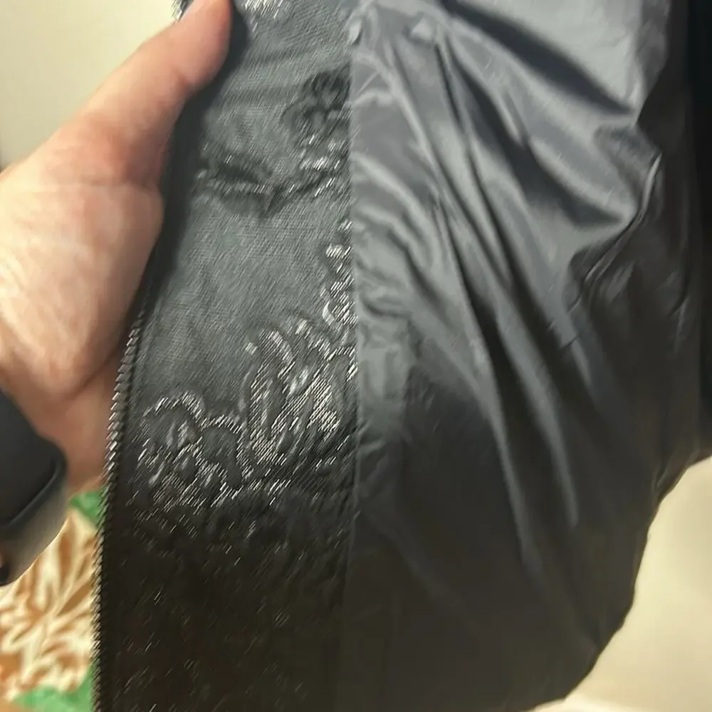 NWT Chico’s black floral metallic jacquard print puffer vest